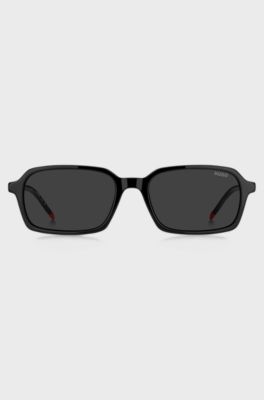 Black-acetate sunglasses with red trims, Black