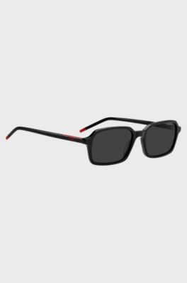 Black-acetate sunglasses with red trims, Black