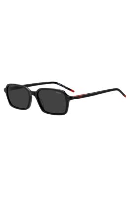 Black-acetate sunglasses with red trims, Black