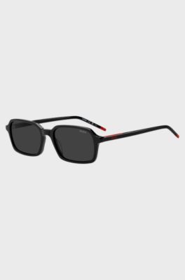 Black-acetate sunglasses with red trims, Black