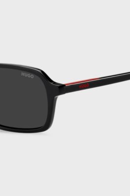 Black-acetate sunglasses with red trims, Black