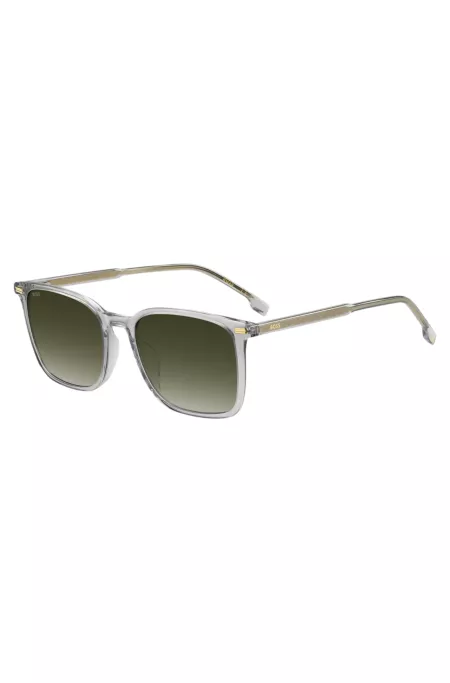 Grey-acetate sunglasses with green-shaded lenses
