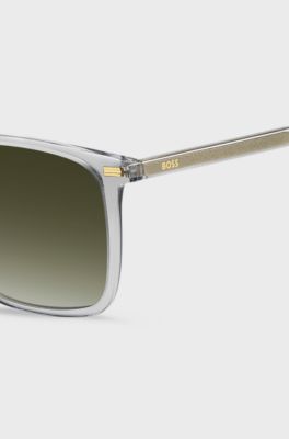 Grey-acetate sunglasses with green-shaded lenses, Grey