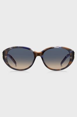 Havana-acetate sunglasses with Double-B-monogram hardware, Patterned