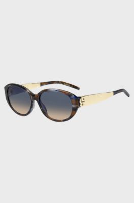 Havana-acetate sunglasses with Double-B-monogram hardware, Patterned