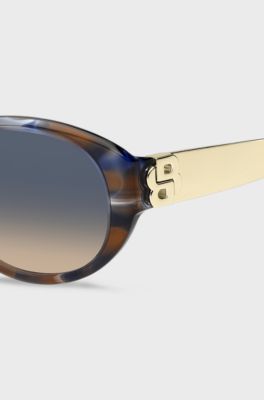 Havana-acetate sunglasses with Double-B-monogram hardware, Patterned