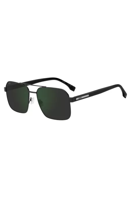 Lunettes de soleil à double pont en acier noir mat et acétate