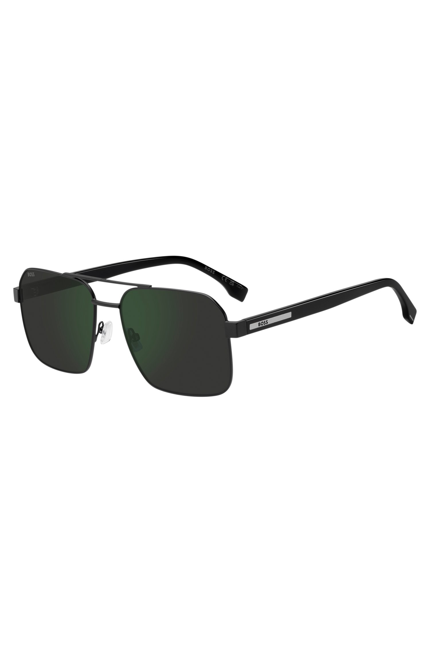 Boss Double-bridge sunglasses in matte-black steel and acetate manschettknappar & slipsnålar herr