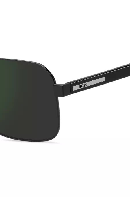Lunettes de soleil à double pont en acier noir mat et acétate