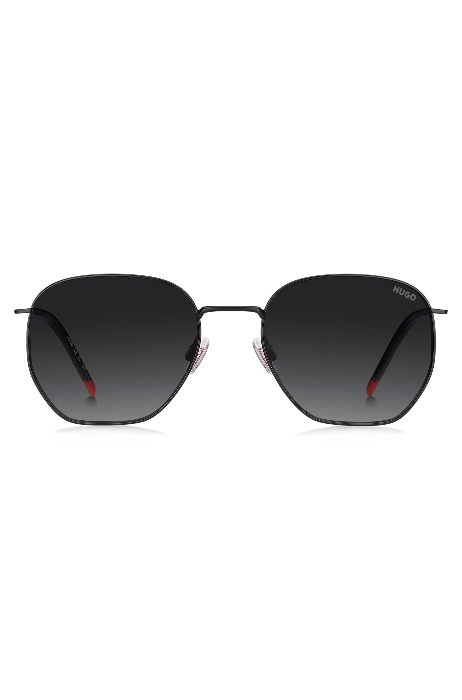 Hugo Matte-black sunglasses in stainless steel with red details solglasögon herr – bild 2