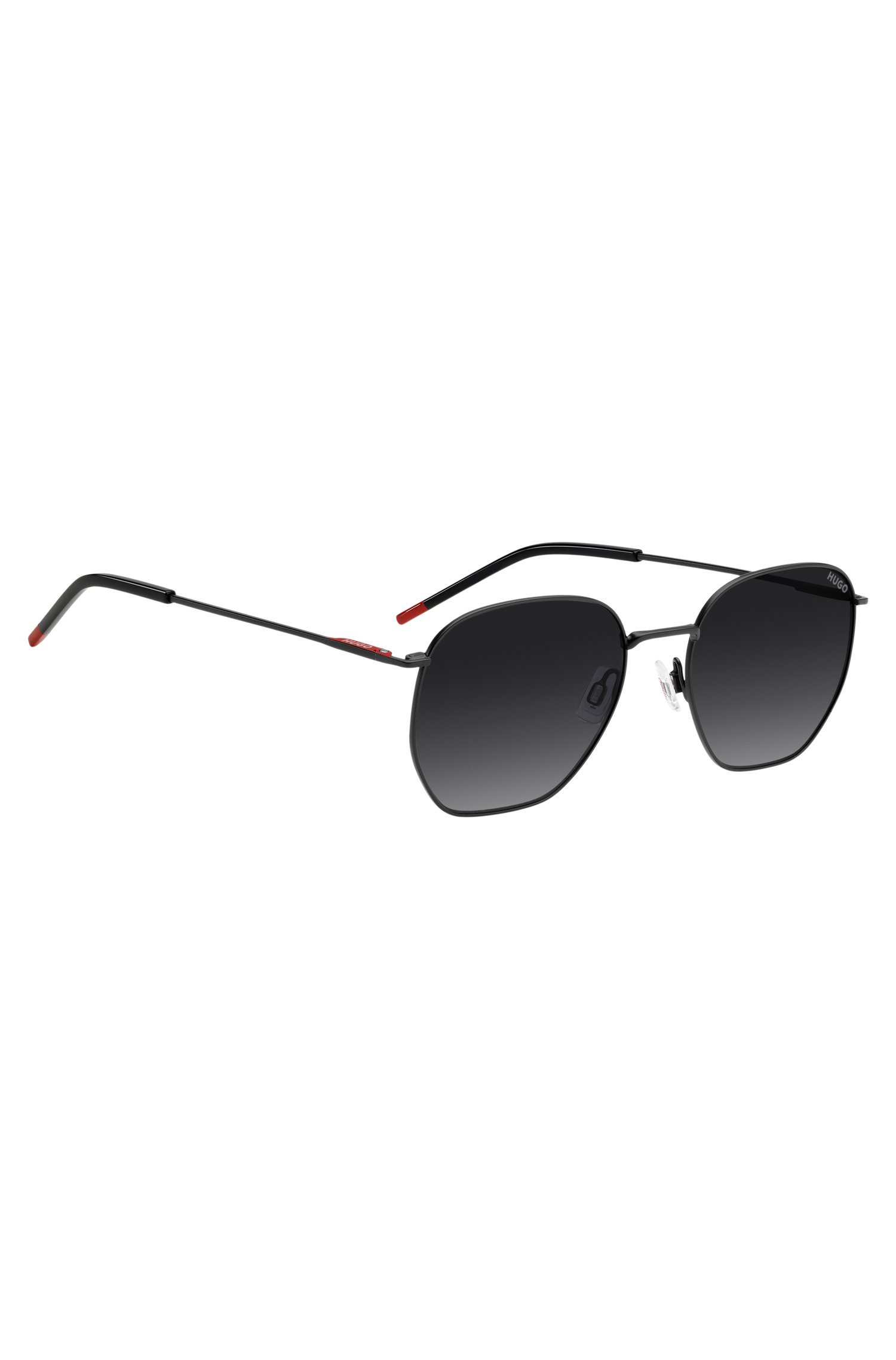 Hugo Matte-black sunglasses in stainless steel with red details solglasögon herr – bild 3