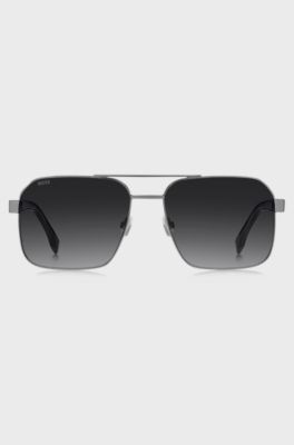 Stainless-steel sunglasses with transparent temples, Grey