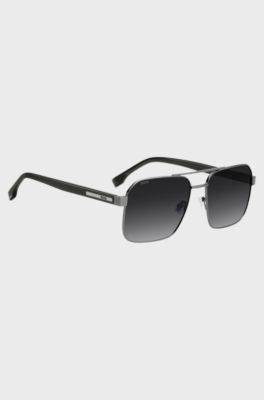 Stainless-steel sunglasses with transparent temples, Grey
