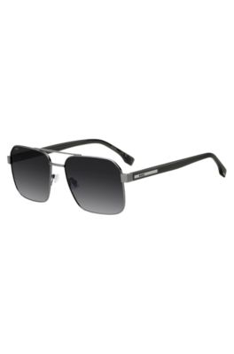Stainless-steel sunglasses with transparent temples, Grey