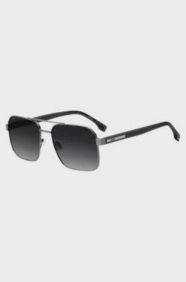 Stainless-steel sunglasses with transparent temples, Grey