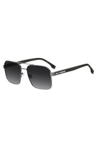 Stainless-steel sunglasses with transparent temples, Grey