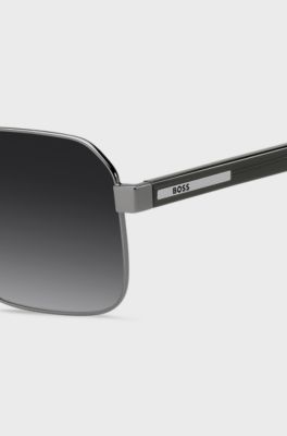 Stainless-steel sunglasses with transparent temples, Grey