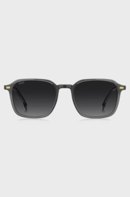 Sunglasses in dark-grey acetate with gold-tone logos, Grey
