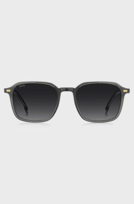 Sunglasses in dark-grey acetate with gold-tone logos, Grey