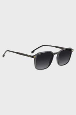 Sunglasses in dark-grey acetate with gold-tone logos, Grey