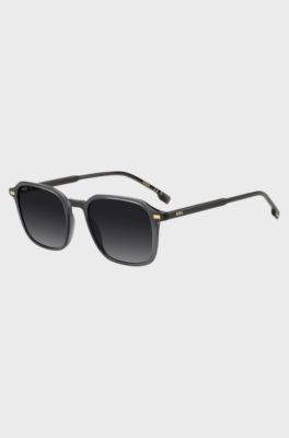 Sunglasses in dark-grey acetate with gold-tone logos, Grey