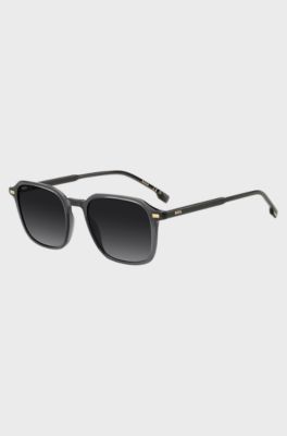 Sunglasses in dark-grey acetate with gold-tone logos, Grey
