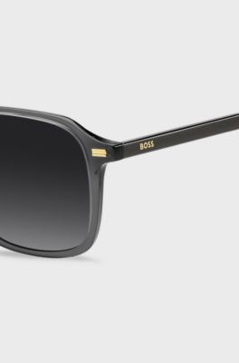 Sunglasses in dark-grey acetate with gold-tone logos, Grey