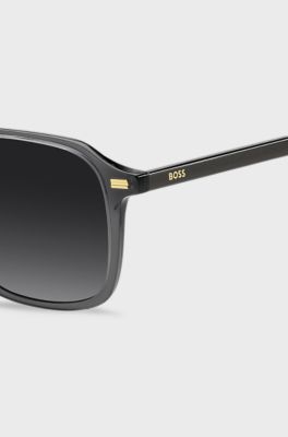 Sunglasses in dark-grey acetate with gold-tone logos, Grey