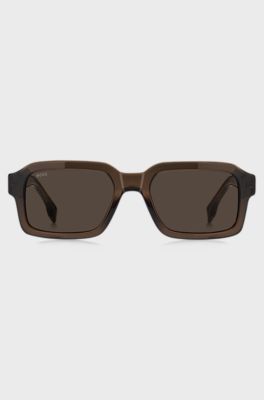 Brown-acetate sunglasses with silver-tone logo insert, Brown
