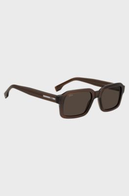 Brown-acetate sunglasses with silver-tone logo insert, Brown
