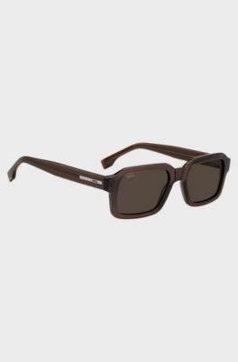 Brown-acetate sunglasses with silver-tone logo insert, Brown