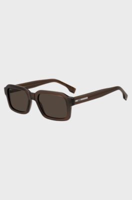Brown-acetate sunglasses with silver-tone logo insert, Brown