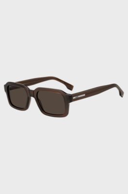 Brown-acetate sunglasses with silver-tone logo insert, Brown