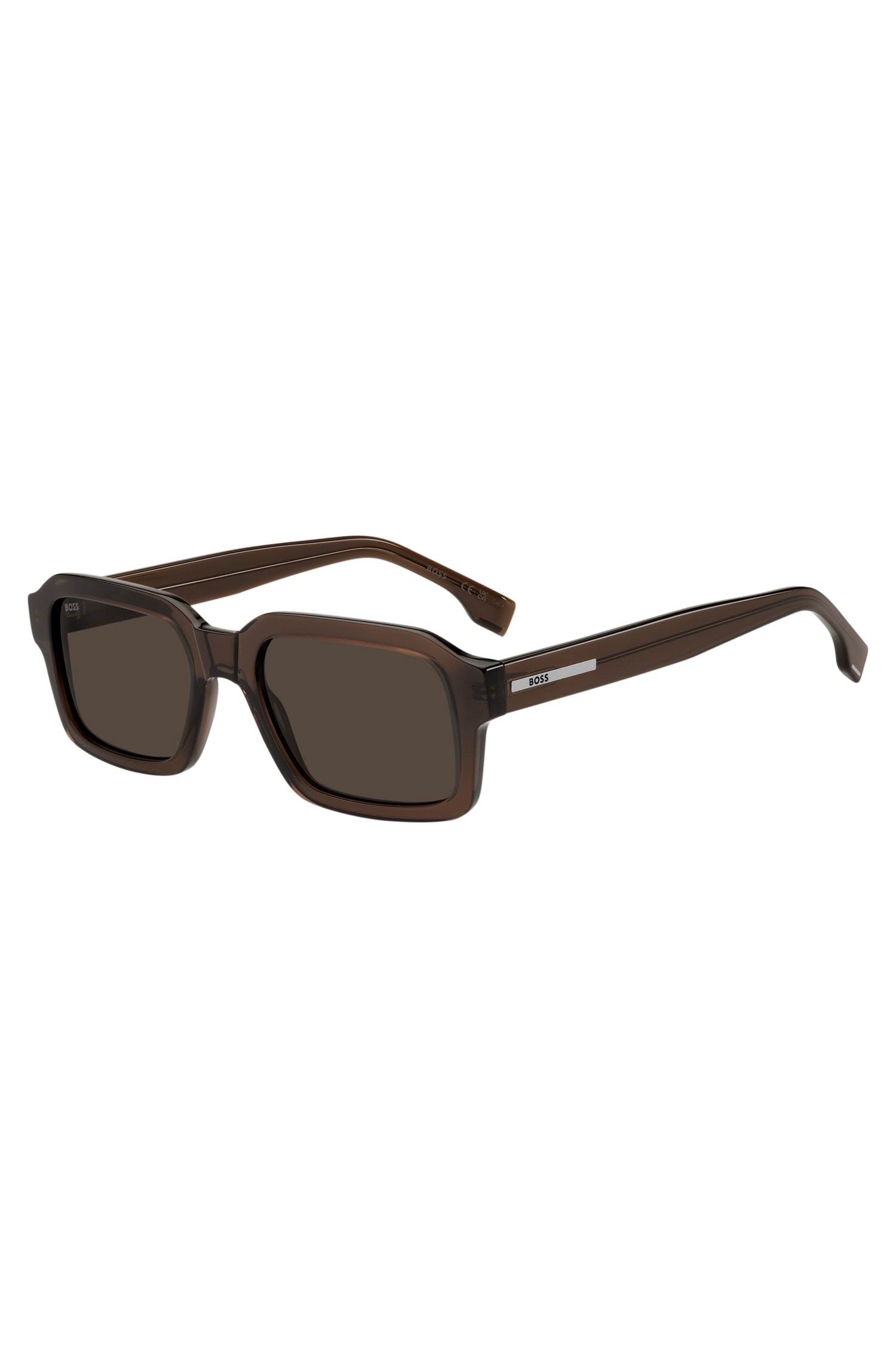 Boss Brown-acetate sunglasses with silver-tone logo insert manschettknappar & slipsnålar herr
