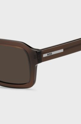 Brown-acetate sunglasses with silver-tone logo insert, Brown