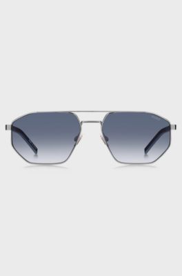 Racing-inspired sunglasses in stainless steel, Blue
