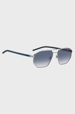 Racing-inspired sunglasses in stainless steel, Blue