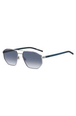Racing-inspired sunglasses in stainless steel, Blue