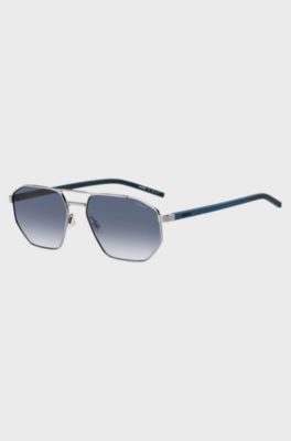 Racing-inspired sunglasses in stainless steel, Blue