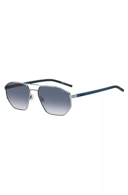 Lunettes de soleil en acier inoxydable avec branches bleues