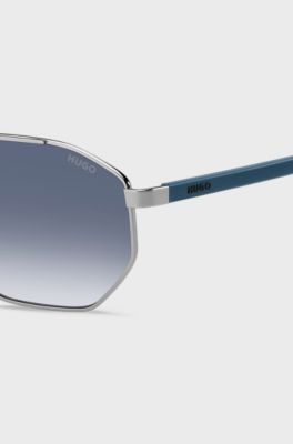 Racing-inspired sunglasses in stainless steel, Blue