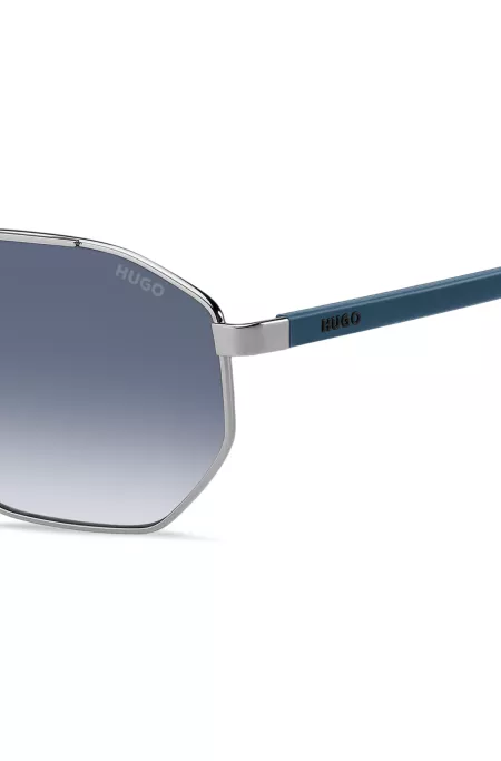 Lunettes de soleil en acier inoxydable avec branches bleues