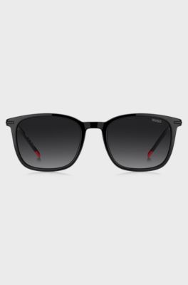 Black-acetate sunglasses with stainless-steel temples, Black