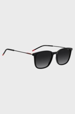 Black-acetate sunglasses with stainless-steel temples, Black