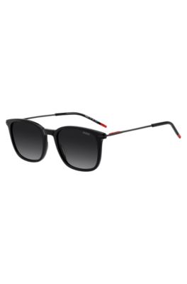 Black-acetate sunglasses with stainless-steel temples, Black
