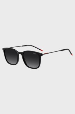Black-acetate sunglasses with stainless-steel temples, Black