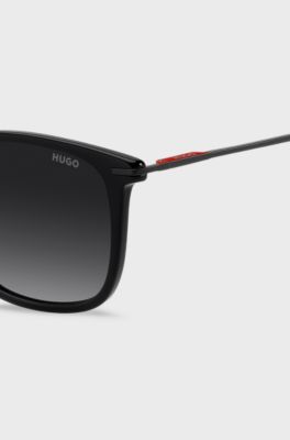 Black-acetate sunglasses with stainless-steel temples, Black