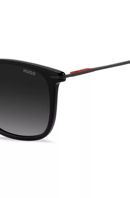 Lunettes de soleil en acétate noir avec branches en acier inoxydable