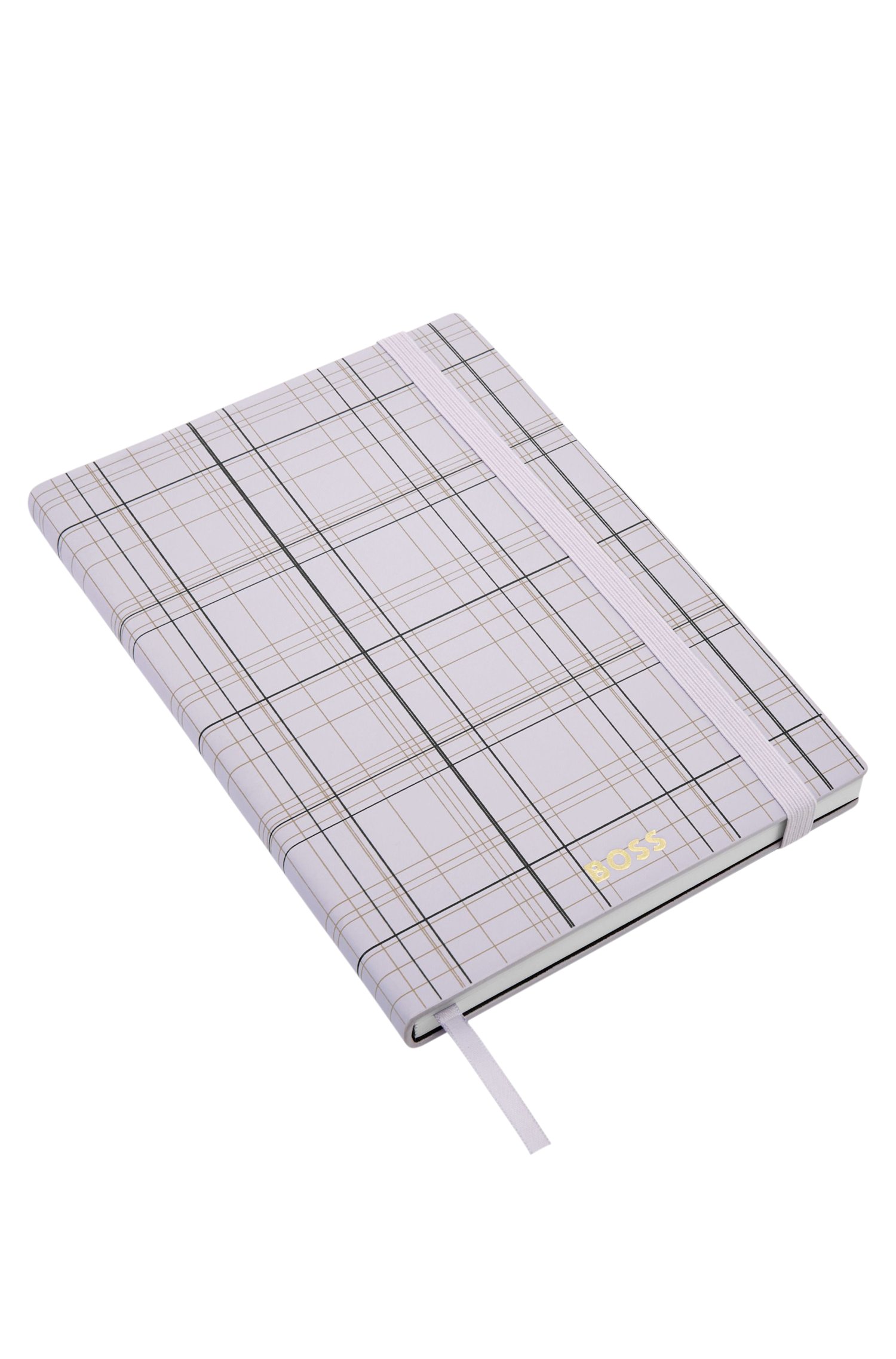 Boss check-print A5 notebook with golden-foil logo paraplyer & tech herr – bild 2