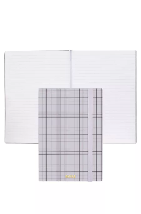 Carnet A5 à carreaux lilas à logo doré imprimé en transfert
